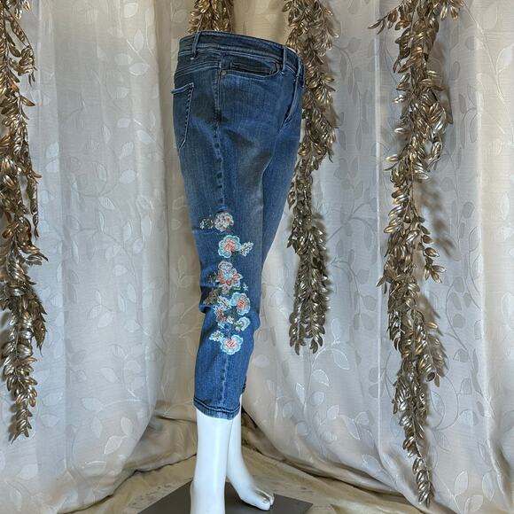 J.Jill‎ Women’s Authentic Fit Cropped Embroidered Denim Jeans Blue Size 6P - Picture 8 of 13